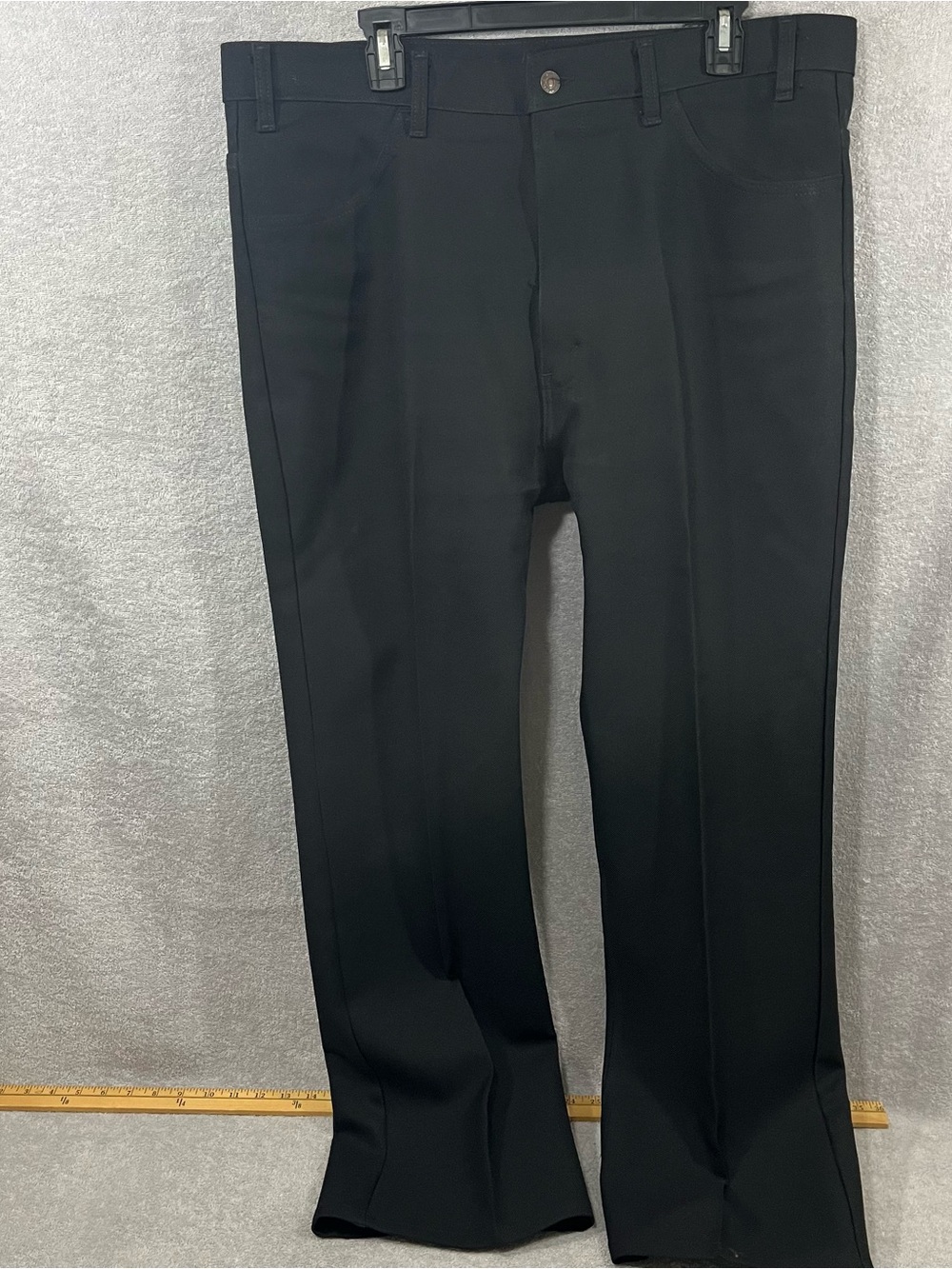 Vintage Levi's 517 Boot Cut Black Polyester Pants Men 40x30 Made USA Red Batwin